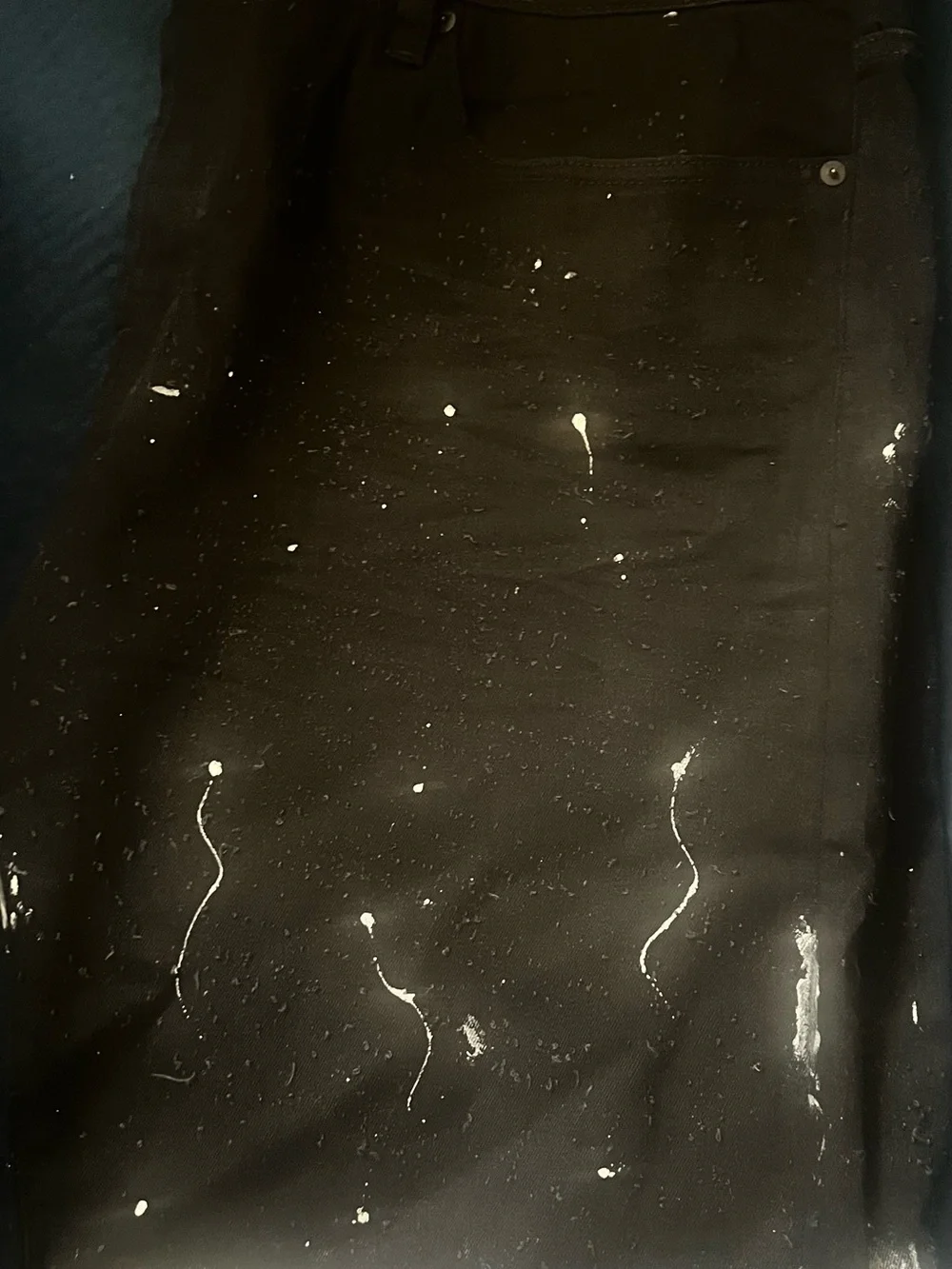 Cult of Individuality Black Jean Shorts with White Paint Splatter